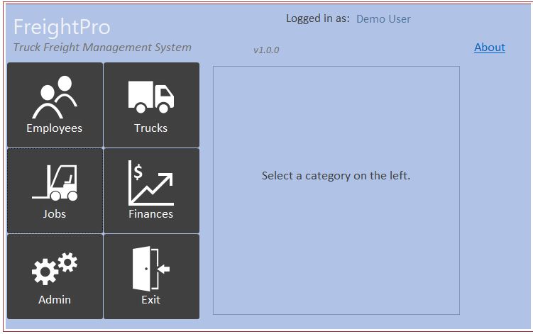 Dashboard of Truck Freighting App